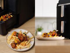 Kuřecí špízy s hranolky z horkovzdušné fritézy Tefal Easy Fry Crispy Stack