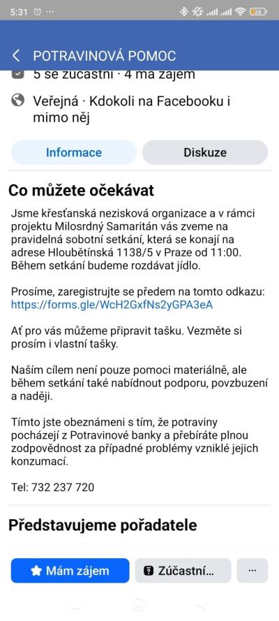 Dobré skutky | Potravinová pmoc - Hloubětínská. Zkušenost?