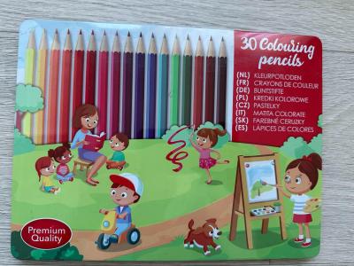 Pastelky v plechové krabičce, 30 ks, NOVÉ