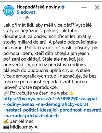 Neplodnost | Bilance ČT - nízká porodnost