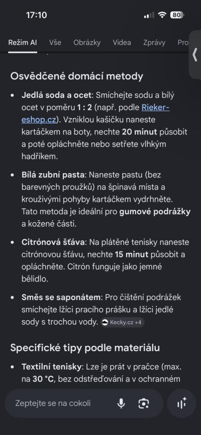 Domácnost | Praní bílých bot