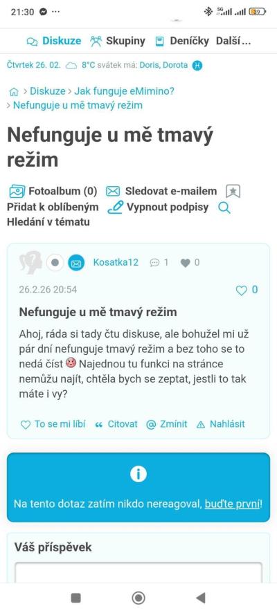 Jak funguje eMimino? | Nefunguje u mě tmavý režim