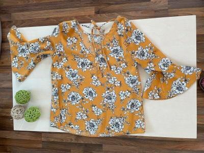Nový žlutý top s květy, vel M, FF