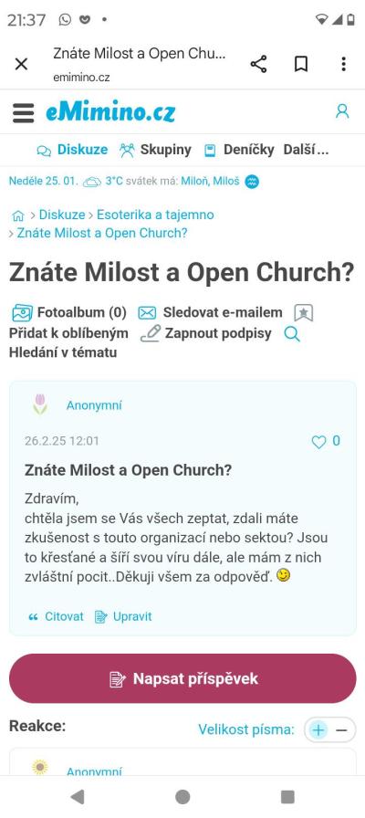 Esoterika a tajemno | Zkušenost s církví Milost?